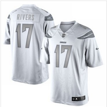 New San Diego Chargers #17 Philip Rivers White Platinum Jersey
