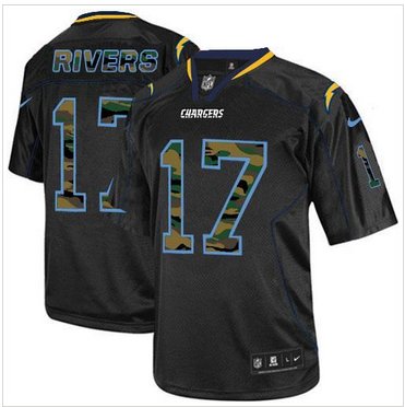 NEW San Diego Chargers #17 Philip Rivers Black NFL Elite Camo Fashion Jersey