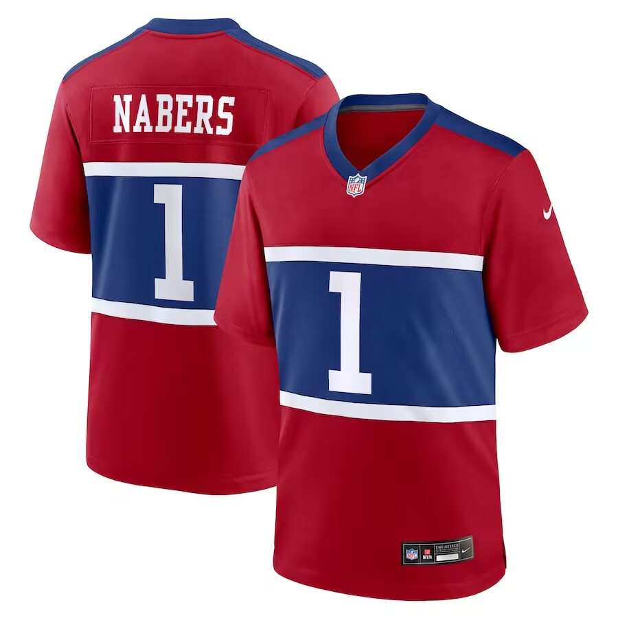 Men's New York Giants #1 Malik Nabers Red Vapor Untouchable Limited Stitched Jersey Men's New York Giants #1 Malik Nabers Red Vapor Untouchable Limited Stitched Jersey
