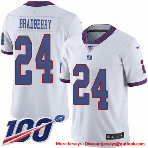 Nike Giants #24 James Bradberry White Men's Stitched NFL Limited Rush 100th Season Jersey