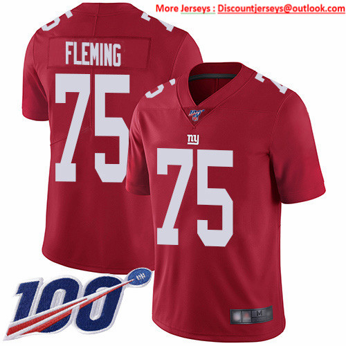 Nike Giants #75 Cameron Fleming Red Men's Stitched NFL Limited Inverted Legend 100th Season Jersey