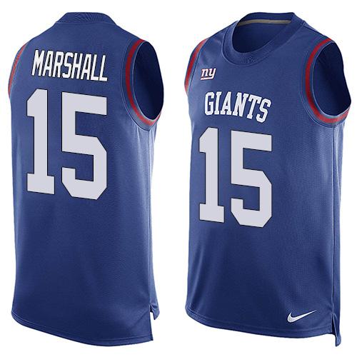 Nike Giants #15 Brandon Marshall Royal Blue Team Color Men's Stitched NFL Limited Tank Top Jersey Nike Giants #15 Brandon Marshall Royal Blue Team Color Men's Stitched NFL Limited Tank Top Jersey