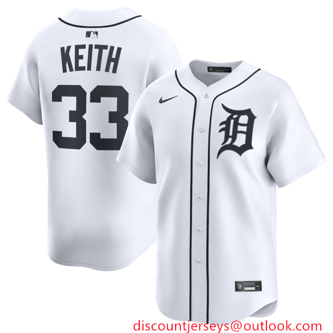 Men's Detroit Tigers #33 Colt Keith White 2024 Home Limited Stitched Baseball Jersey