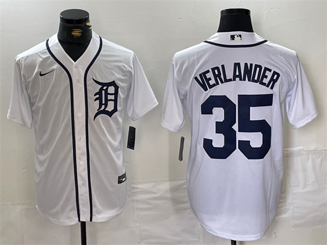Men's Detroit Tigers #35 Justin Verlander White Cool Base Stitched Baseball Jersey Men's Detroit Tigers #35 Justin Verlander White Cool Base Stitched Baseball Jersey