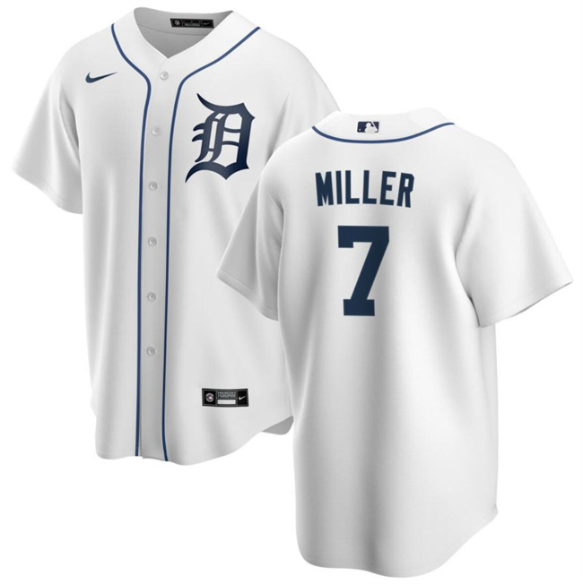 Men's Detroit Tigers #7 Shelby Miller White Cool Base Stitched Baseball Jersey Men's Detroit Tigers #7 Shelby Miller White Cool Base Stitched Baseball Jersey
