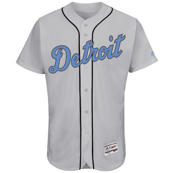 Men's Detroit Tigers Majestic Gray Father's Day FlexBase Team Jersey Men's Detroit Tigers Majestic Gray Father's Day FlexBase Team Jersey