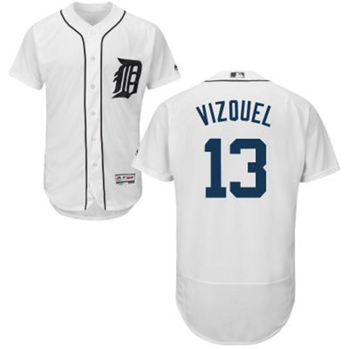 Tigers #13 Omar Vizquel White Flexbase Authentic Collection Stitched MLB Jersey Tigers #13 Omar Vizquel White Flexbase Authentic Collection Stitched MLB Jersey