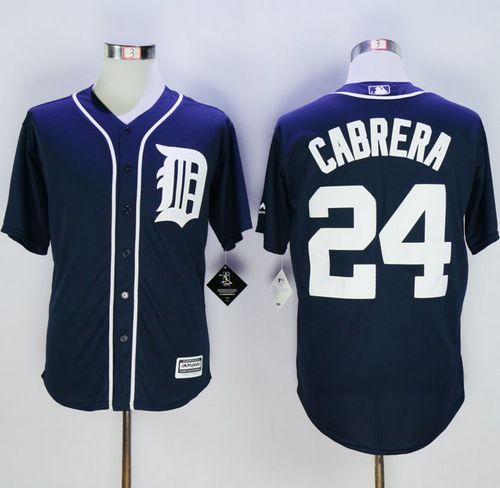 Tigers #24 Miguel Cabrera Navy Blue New Cool Base Stitched MLB