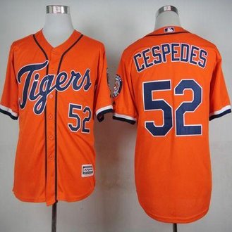 Detroit Tigers #52 Yoenis Cespedes Orange Cool Base Stitched Baseball Jersey