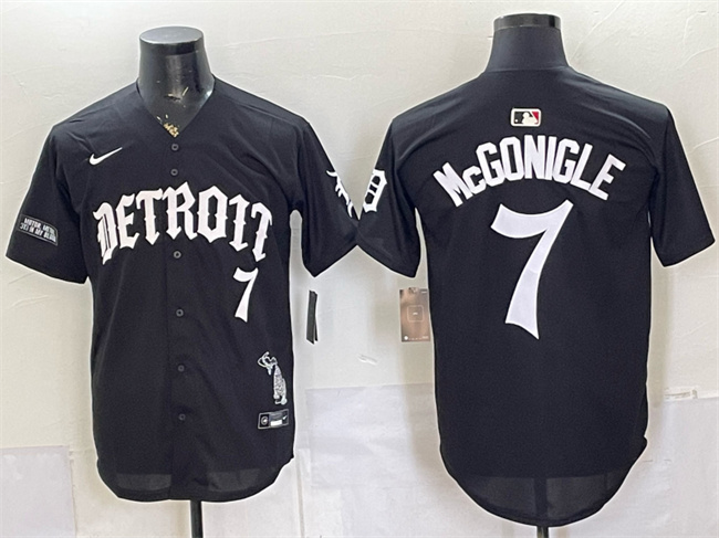 Men's Detroit Tigers #7 Kevin McGonigle 2026 Black 'Motor Gothic Edition' Vapor Premier Limited Stitched Baseball Jersey