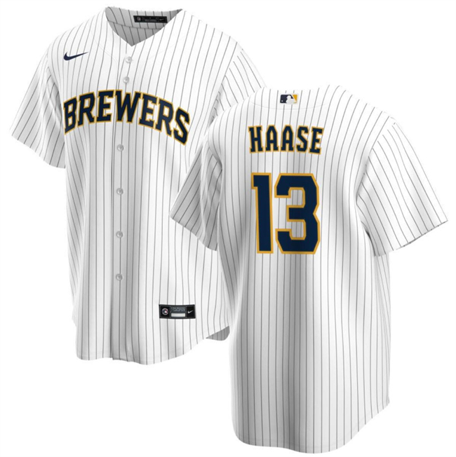 Men's Milwaukee Brewers #13 Eric Haase White Cool Base Stitched Jersey Men's Milwaukee Brewers #13 Eric Haase White Cool Base Stitched Jersey