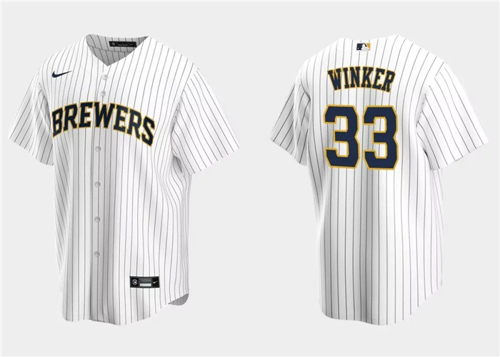 Men's Milwaukee Brewers #33 Jesse Winker White Cool Base Stitched Jersey Men's Milwaukee Brewers #33 Jesse Winker White Cool Base Stitched Jersey