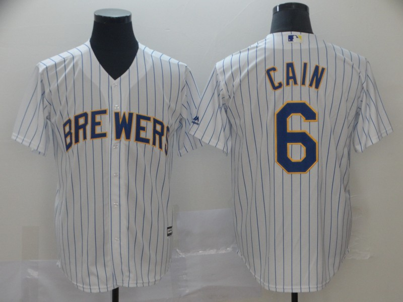 Brewers 6 Lorenzo Cain White Cool Base Jersey Brewers 6 Lorenzo Cain White Cool Base Jersey