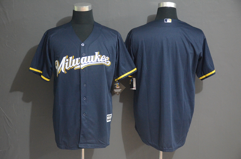 Brewers Blank Navy Cool Base Jersey Brewers Blank Navy Cool Base Jersey