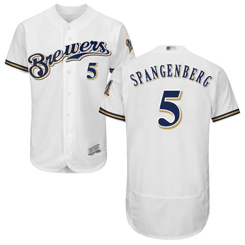 Brewers #5 Cory Spangenberg White Flexbase Authentic Collection Stitched Baseball Jersey Brewers #5 Cory Spangenberg White Flexbase Authentic Collection Stitched Baseball Jersey