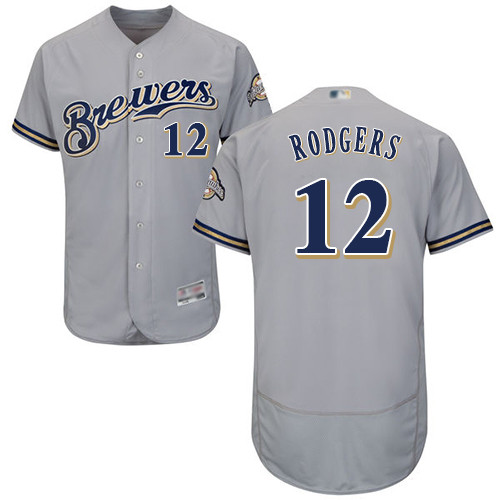 Brewers #12 Aaron Rodgers Grey Flexbase Authentic Collection Stitched Baseball Jersey Brewers #12 Aaron Rodgers Grey Flexbase Authentic Collection Stitched Baseball Jersey