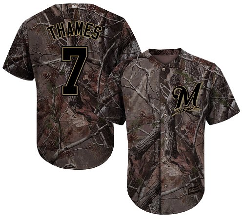 Brewers #7 Eric Thames Camo Realtree Collection Cool Base Stitched Baseball Jersey Brewers #7 Eric Thames Camo Realtree Collection Cool Base Stitched Baseball Jersey