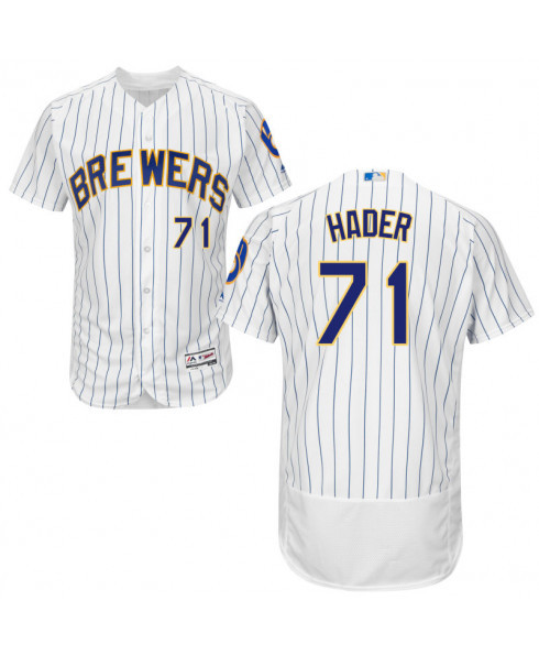 Milwaukee Brewers #71 Josh Hader Men's Authentic White Alternate Flex Base Jersey