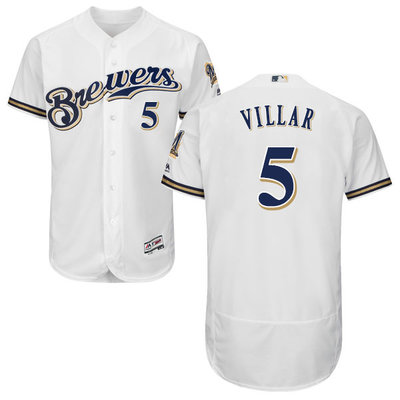 Brewers #5 Jonathan Villar White Flexbase Authentic Collection Stitched MLB Jersey Brewers #5 Jonathan Villar White Flexbase Authentic Collection Stitched MLB Jersey