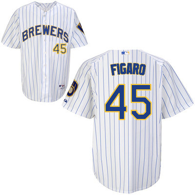 Milwaukee Brewers #45Alfredo Figaro Authentic Personalized Alternate Home White Jersey Milwaukee Brewers #45Alfredo Figaro Authentic Personalized Alternate Home White Jersey