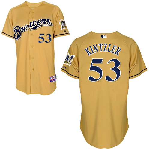 Milwaukee Brewers #53Brandon Kintzler Authentic Personalized Alternate yellow Jersey Milwaukee Brewers #53Brandon Kintzler Authentic Personalized Alternate yellow Jersey