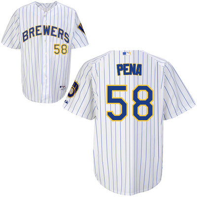 Milwaukee Brewers #58Ariel Pena Authentic Personalized Alternate Home White Jersey Milwaukee Brewers #58Ariel Pena Authentic Personalized Alternate Home White Jersey