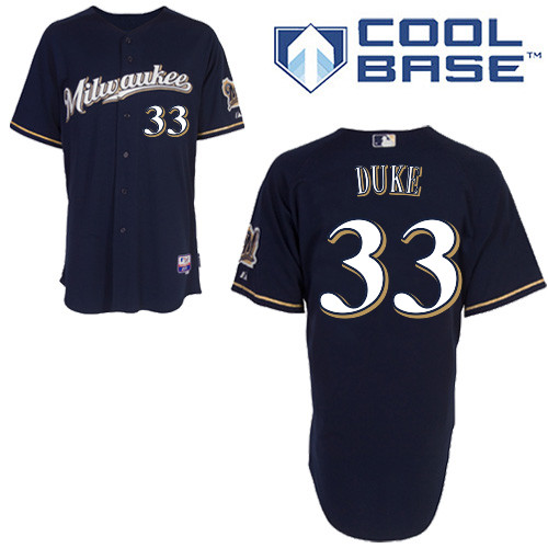 Milwaukee #33 Zach Duke Brewers Authentic Personalized Alternate Road Blue Jersey