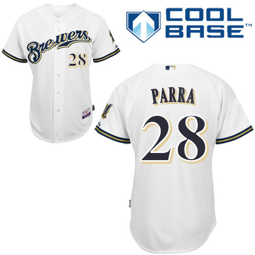Milwaukee Brewers #28Gerardo Parra Authentic Personalized Home White Jersey Milwaukee Brewers #28Gerardo Parra Authentic Personalized Home White Jersey
