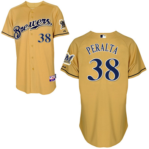 Milwaukee Brewers #38astuto Peralta Authentic Personalized Alternate yellow Jersey Milwaukee Brewers #38astuto Peralta Authentic Personalized Alternate yellow Jersey