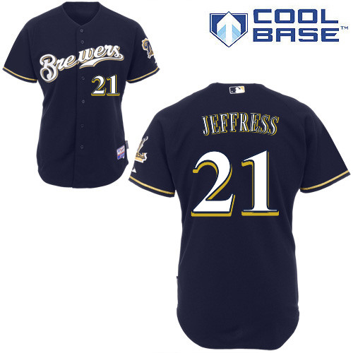 Milwaukee Brewers #21Jeremy Jeffress Authentic Personalized Alternate Blue Jersey Milwaukee Brewers #21Jeremy Jeffress Authentic Personalized Alternate Blue Jersey