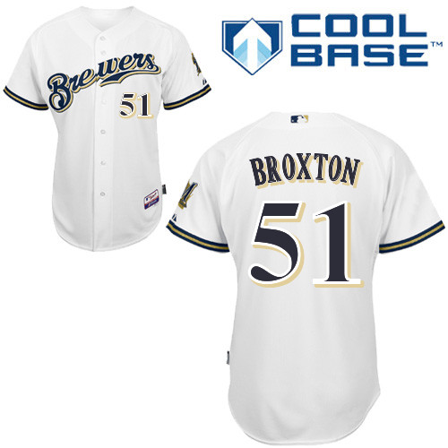Milwaukee Brewers #51 Jonathan Broxton Authentic Personalized Home White Jersey Milwaukee Brewers #51 Jonathan Broxton Authentic Personalized Home White Jersey