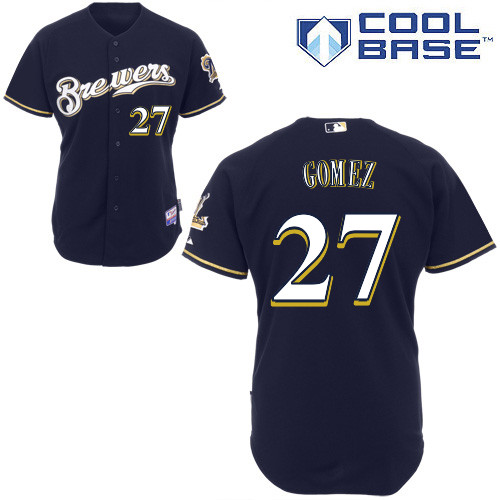 Milwaukee Brewers #27 Carlos Gomez Authentic Personalized Alternate Blue Jersey Milwaukee Brewers #27 Carlos Gomez Authentic Personalized Alternate Blue Jersey