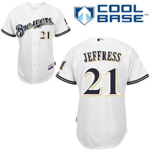 Milwaukee Brewers #21Jeremy Jeffress Authentic Personalized Home White Jersey Milwaukee Brewers #21Jeremy Jeffress Authentic Personalized Home White Jersey
