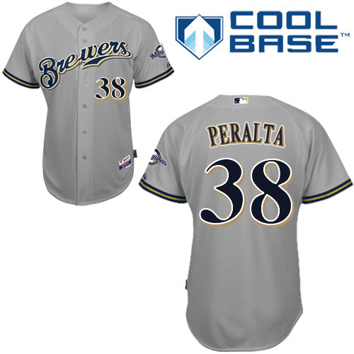 Milwaukee Brewers #38astuto Peralta Authentic Personalized Road Gray Jersey