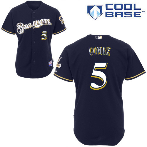 Milwaukee Brewers #5Hector Gomez Authentic Personalized Alternate Blue Jersey Milwaukee Brewers #5Hector Gomez Authentic Personalized Alternate Blue Jersey