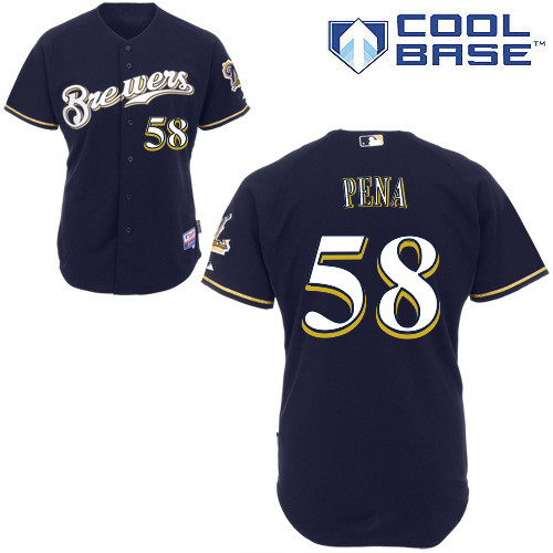 Milwaukee Brewers #58Ariel Pena Authentic Personalized Alternate Blue Jersey