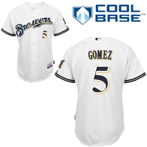 Milwaukee Brewers #5Hector Gomez Authentic Personalized Home White Jersey Milwaukee Brewers #5Hector Gomez Authentic Personalized Home White Jersey