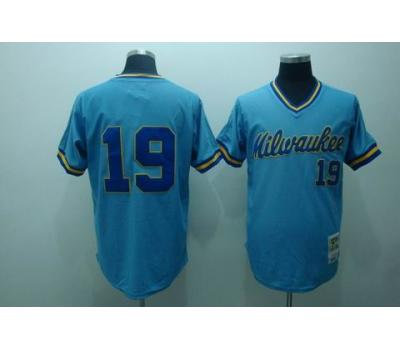 mlb milwaukee brewers #19 yount m&n blue