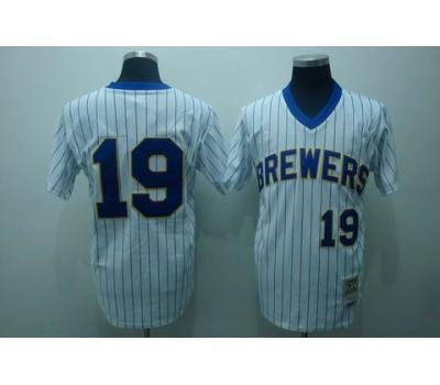 mlb milwaukee brewers #19 yount m&n white(blue strip) mlb milwaukee brewers #19 yount m&n white(blue strip)