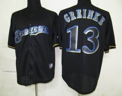 Milwaukee Brewers 13 Zack Greinke Pitch Black Fashion Jersey Milwaukee Brewers 13 Zack Greinke Pitch Black Fashion Jersey