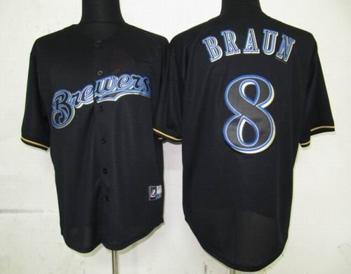 Milwaukee Brewers 8 Ryan Braun Pitch Black Fashion Jersey Milwaukee Brewers 8 Ryan Braun Pitch Black Fashion Jersey