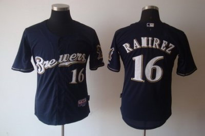 MLB Milwaukee Brewers 16# Aramis Ramirez Men Blue Cool base Jerseys MLB Milwaukee Brewers 16# Aramis Ramirez Men Blue Cool base Jerseys