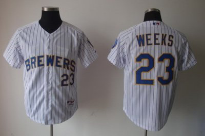 Milwaukee Brewers 23 Rickie Weeks white Cool base Jerseys(blue strip) Milwaukee Brewers 23 Rickie Weeks white Cool base Jerseys(blue strip)
