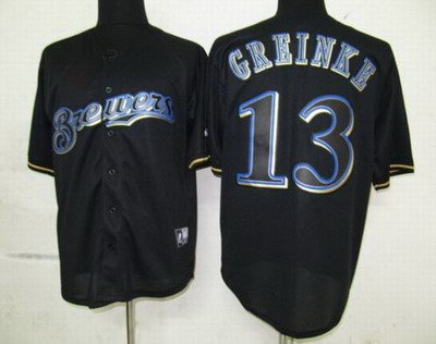 Milwaukee Brewers #13 Zack Greinke Pitch Black Fashion Jersey Milwaukee Brewers #13 Zack Greinke Pitch Black Fashion Jersey