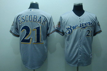 Milwaukee Brewers 21 Alcides Escobar Grey Jerseys With 40th Anniversary Patch Milwaukee Brewers 21 Alcides Escobar Grey Jerseys With 40th Anniversary Patch