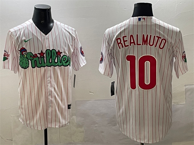 Men's Philadelphia Phillies #10 J.T. Realmuto White Phanatic Cool Base Stitched Jersey Men's Philadelphia Phillies #10 J.T. Realmuto White Phanatic Cool Base Stitched Jersey