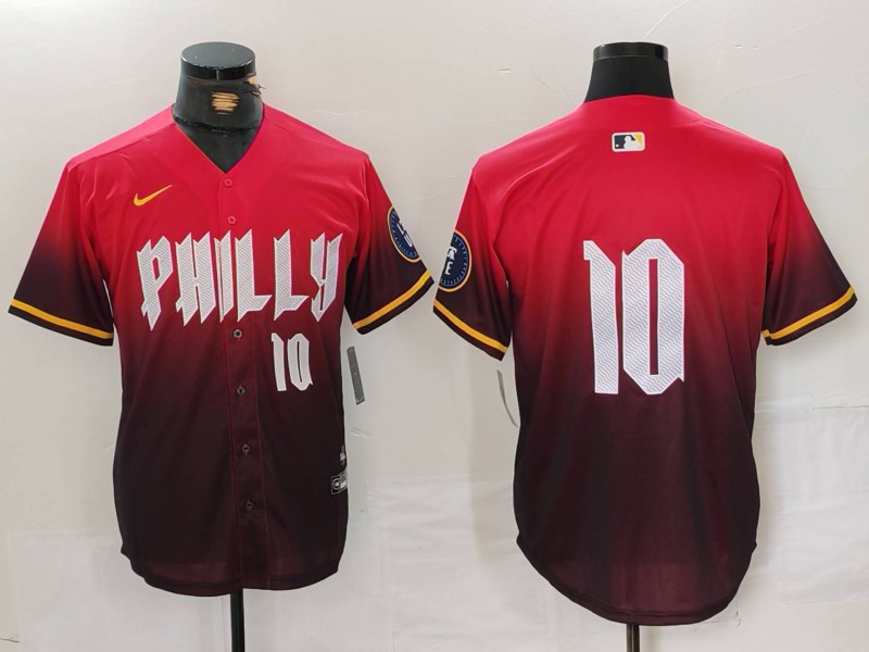 Men's Philadelphia Phillies #10 J.T. Realmuto Red 2024 City Connect Limited Stitched Jersey 4