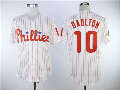 Phillies #10 Darren Daulton White(Red Strip) New Cool Base Stitched MLB Jersey