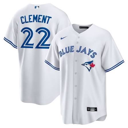 Men Toronto Blue Jays #22 Ernie Clement White MLB Cool base Jersey Men Toronto Blue Jays #22 Ernie Clement White MLB Cool base Jersey