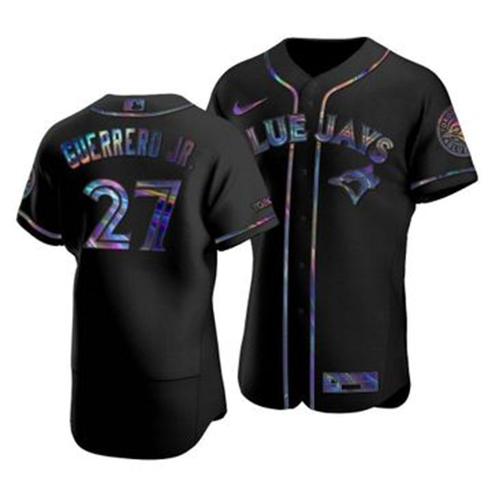 Toronto Blue Jays #27 Vladimir Guerrero Jr. Men's Nike Iridescent Holographic Collection MLB Jersey - Black Toronto Blue Jays #27 Vladimir Guerrero Jr. Men's Nike Iridescent Holographic Collection MLB Jersey - Black